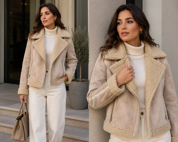 Campera tipo gamulán beige